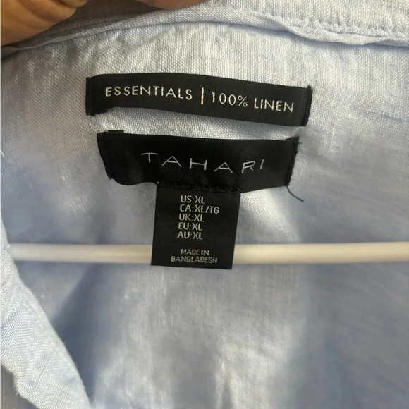 Tahari Shirt Women’s Linen Longline Striped Button Down Tunic Costal minimalist - Picture 5 of 5